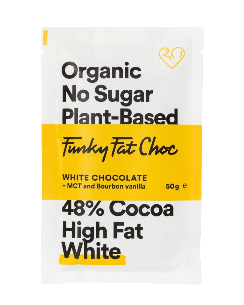Funky Fat Choc White + Bourbon Vanilla 50g - protein for