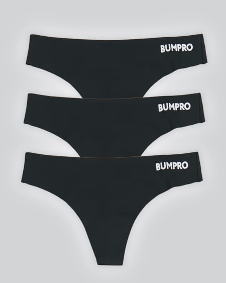 BumPro 3-pack No Show Thong Black