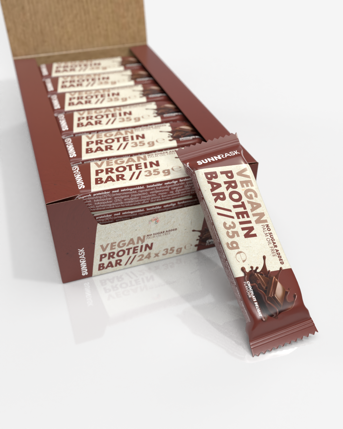 SunnRask Vegan Protein Bar - Chocolate Delight 24x35g - 24 BARS!