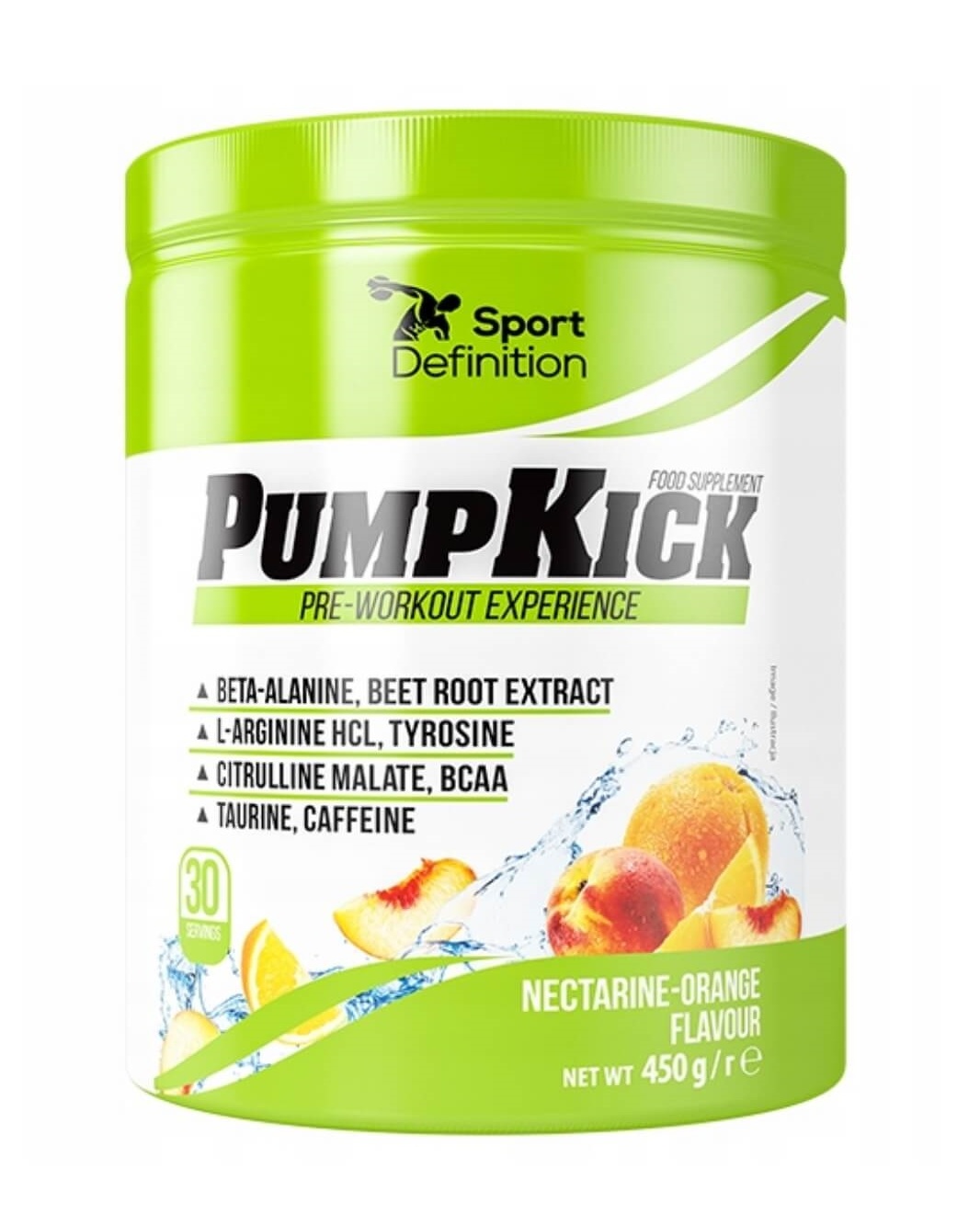 Sport Definition Pump Kick PWO 450g - Nectarine-Orange - pre workout powder