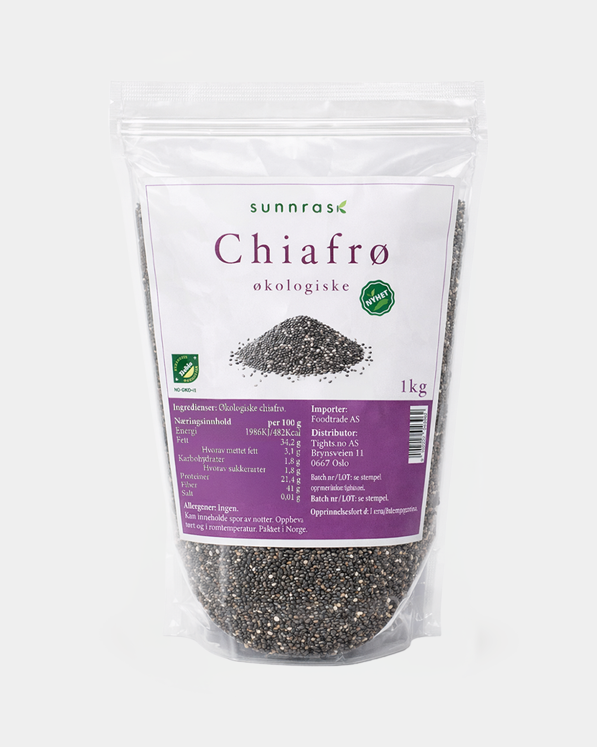 SunnRask Økologiske Chiafrø 1kg