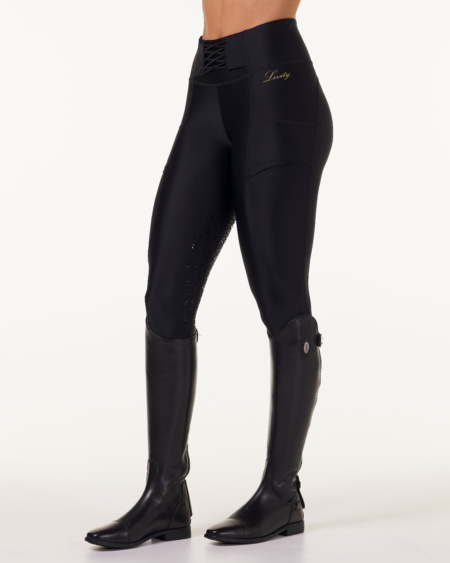 Equestrian Riding Tights w Seat Grip Pitch Black