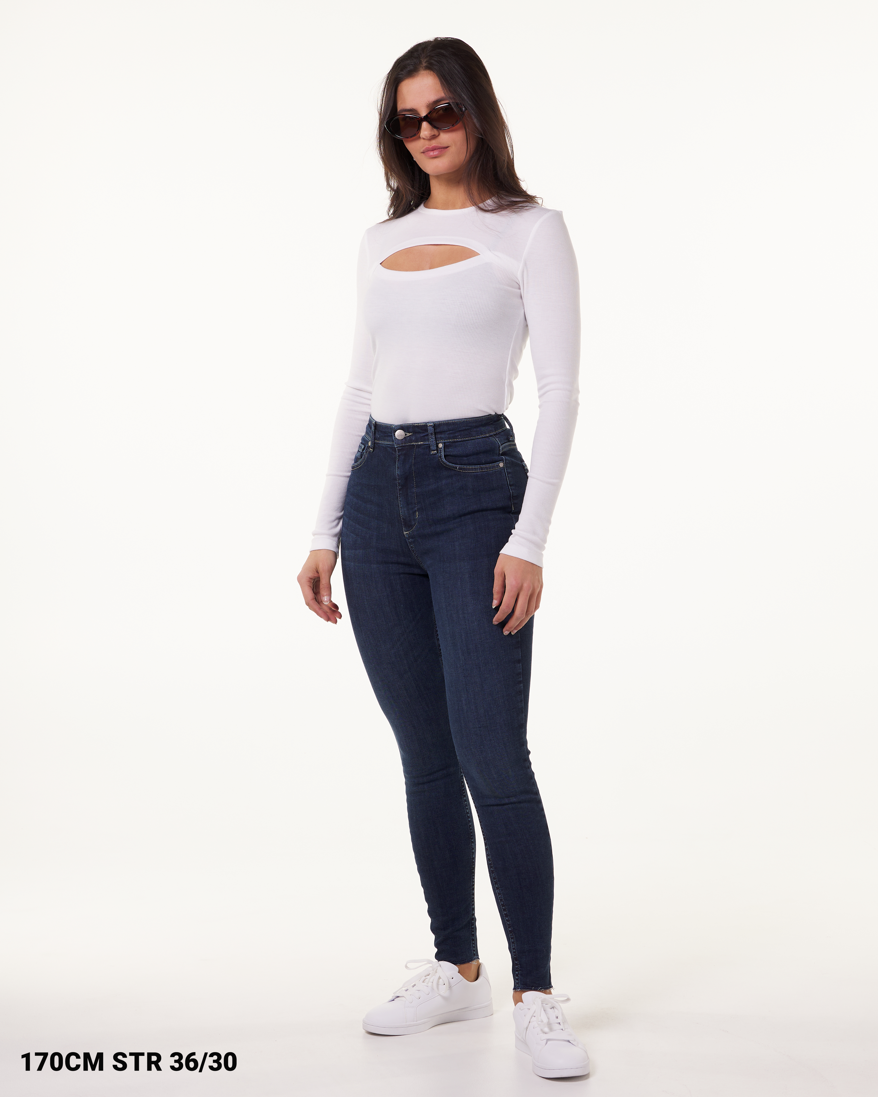 Weightless-Caressa-High-Waist-Stretch-Frill-Jeans-Dark-Blue-1-SG