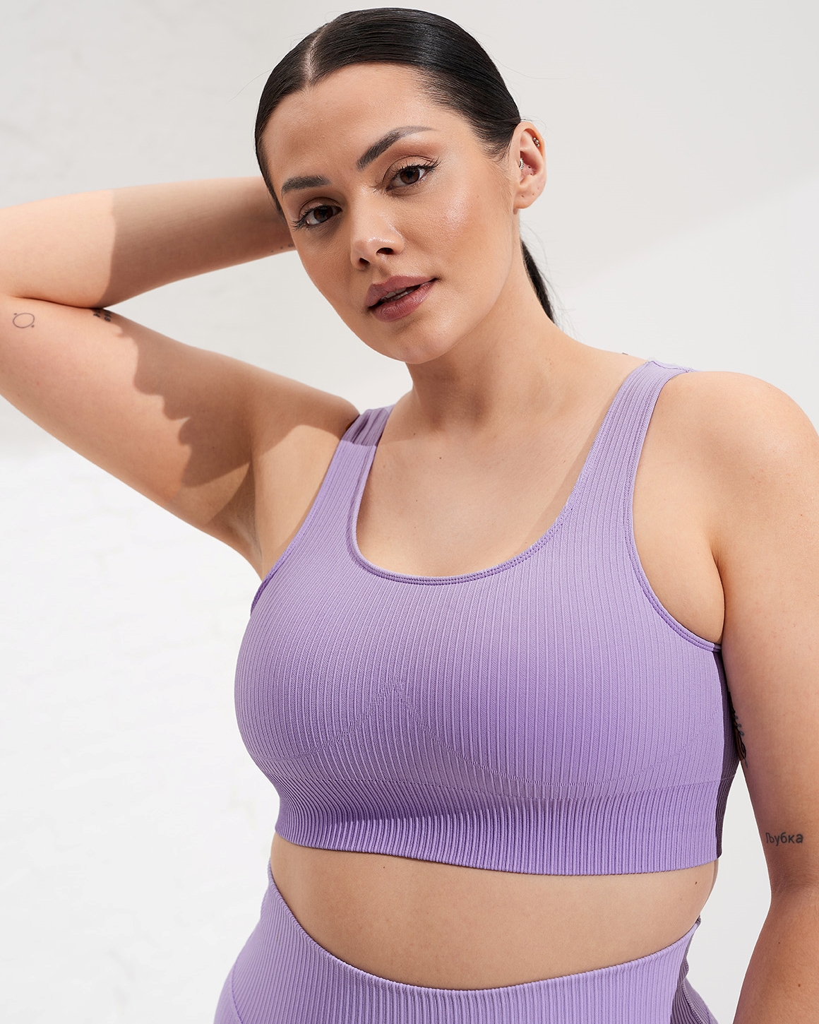 Aim’n Lavande Ribbed Seamless Bra - L - til trening