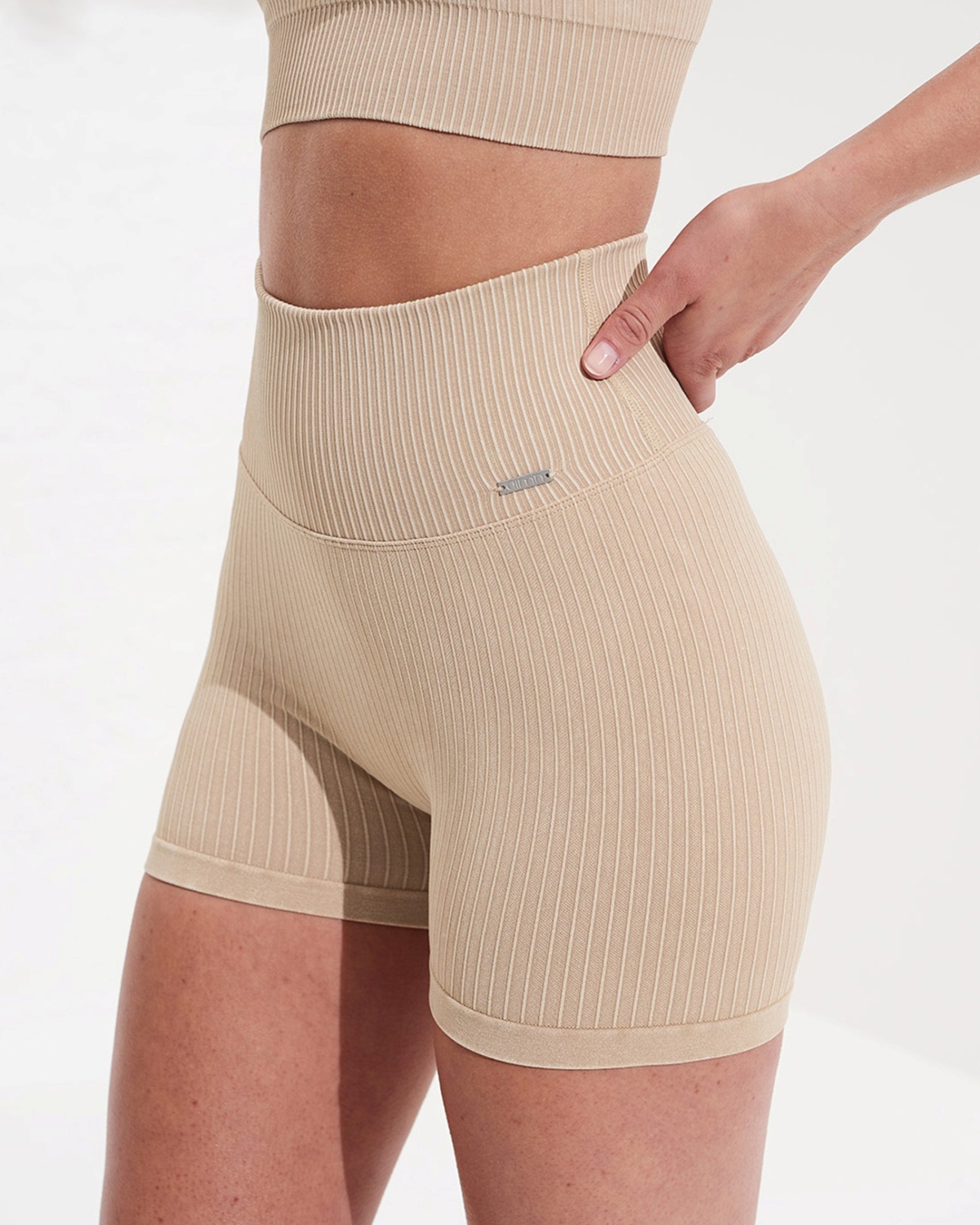 Aim’n Sand Washed Ribbed Seamless Midi Biker Shorts - L - booster