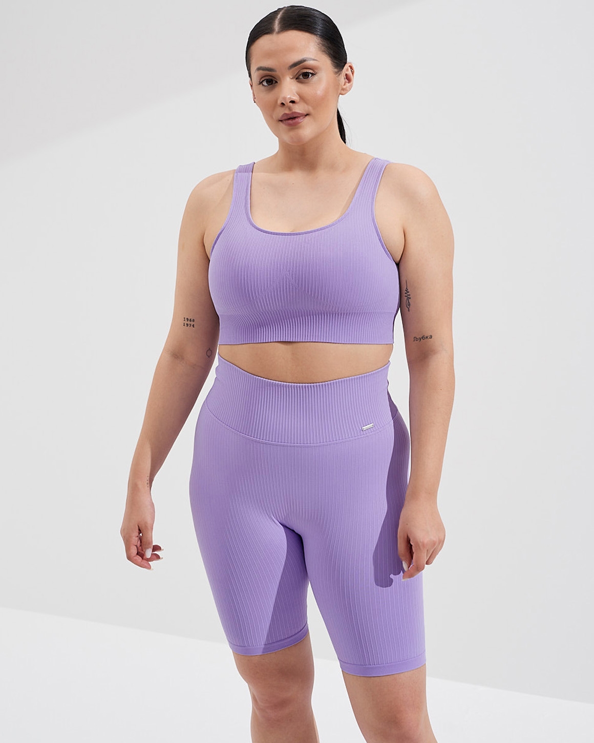 Aim’n Lavande Ribbed Seamless Biker Shorts - S - booster
