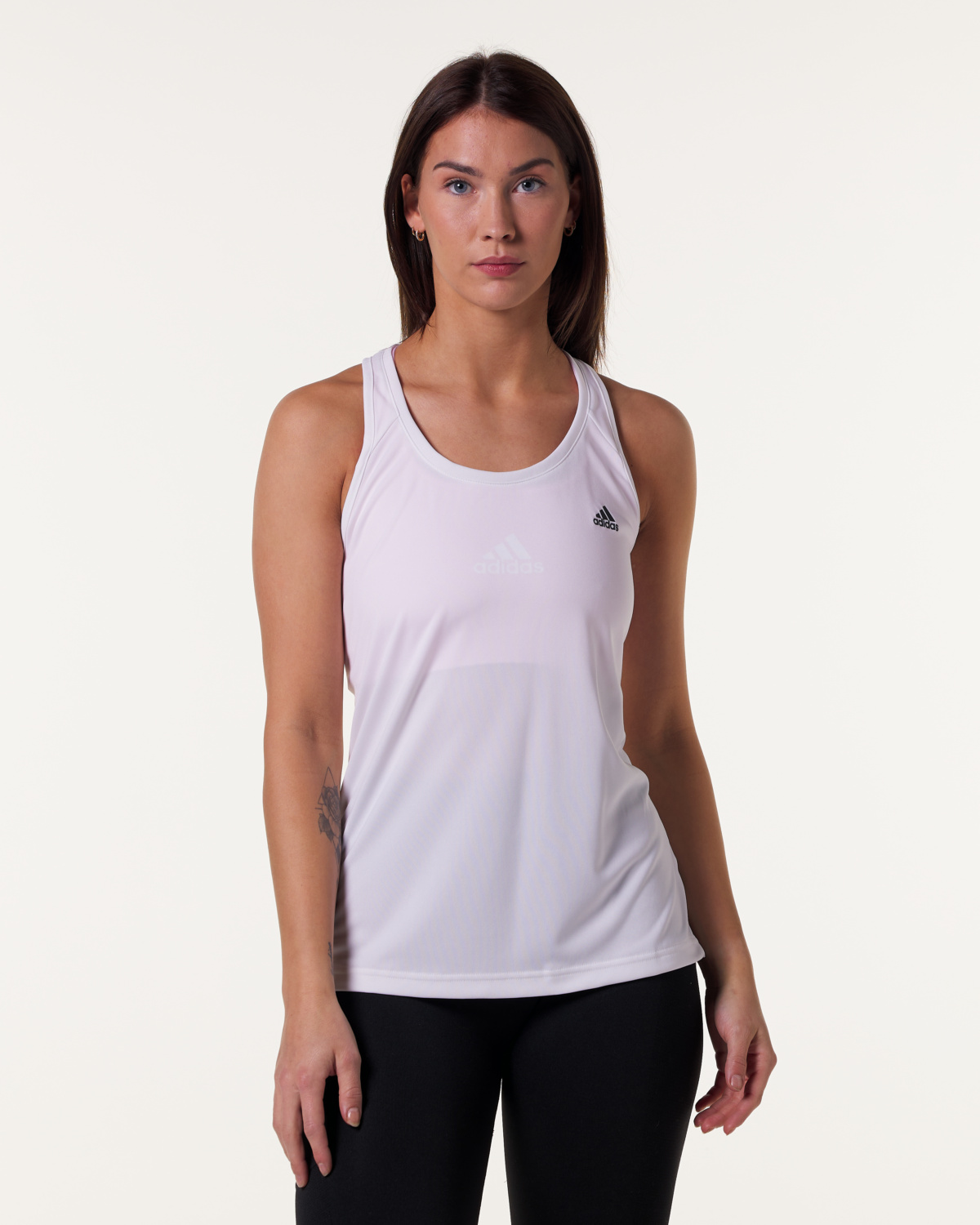 Adidas Designed to Move 3-Stripes Sport Tank Top White - XS - hals