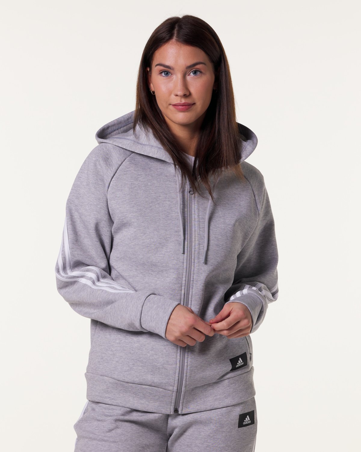 Adidas Sportswear Future Icons 3-Stripes Hooded Track Top Black Grey - M - til