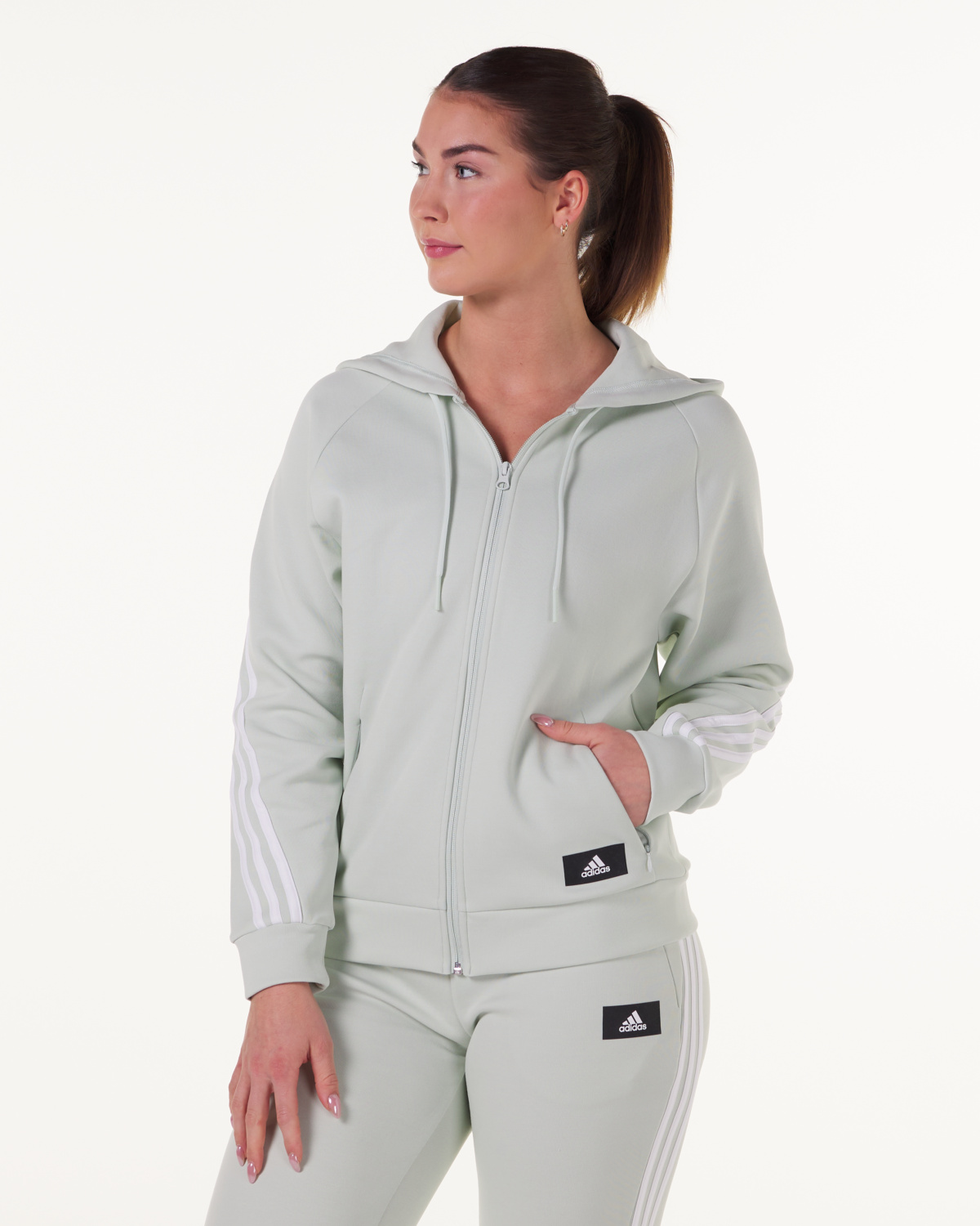Adidas Sportswear Future Icons 3-Stripes Hooded Track Top Linen Green - L - til