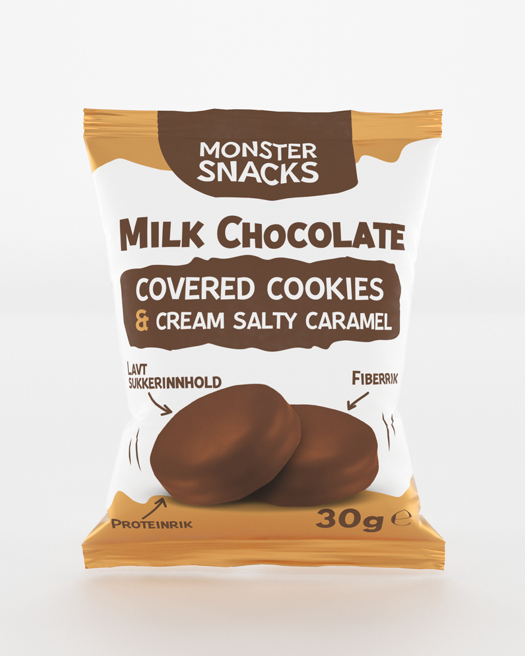 Monster Snacks Milk Chocolate Covered Cookies And Cream Salty Caramel - til