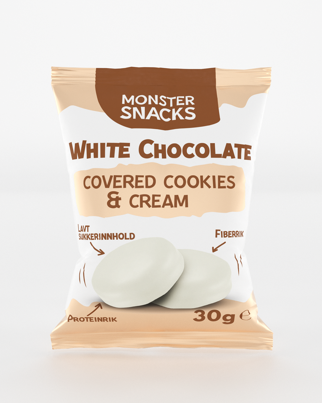 Monster Snacks White Chocolate Covered Cookies And Cream - til