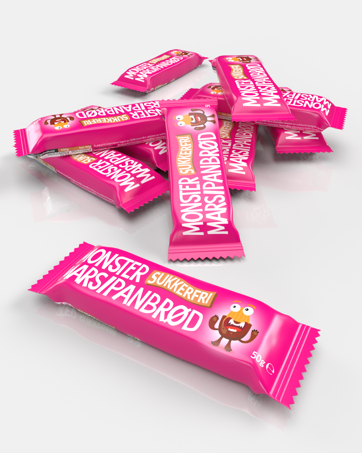 Monster Marsipanbrød - uten tilsatt sukker 12x50g - sjokolade