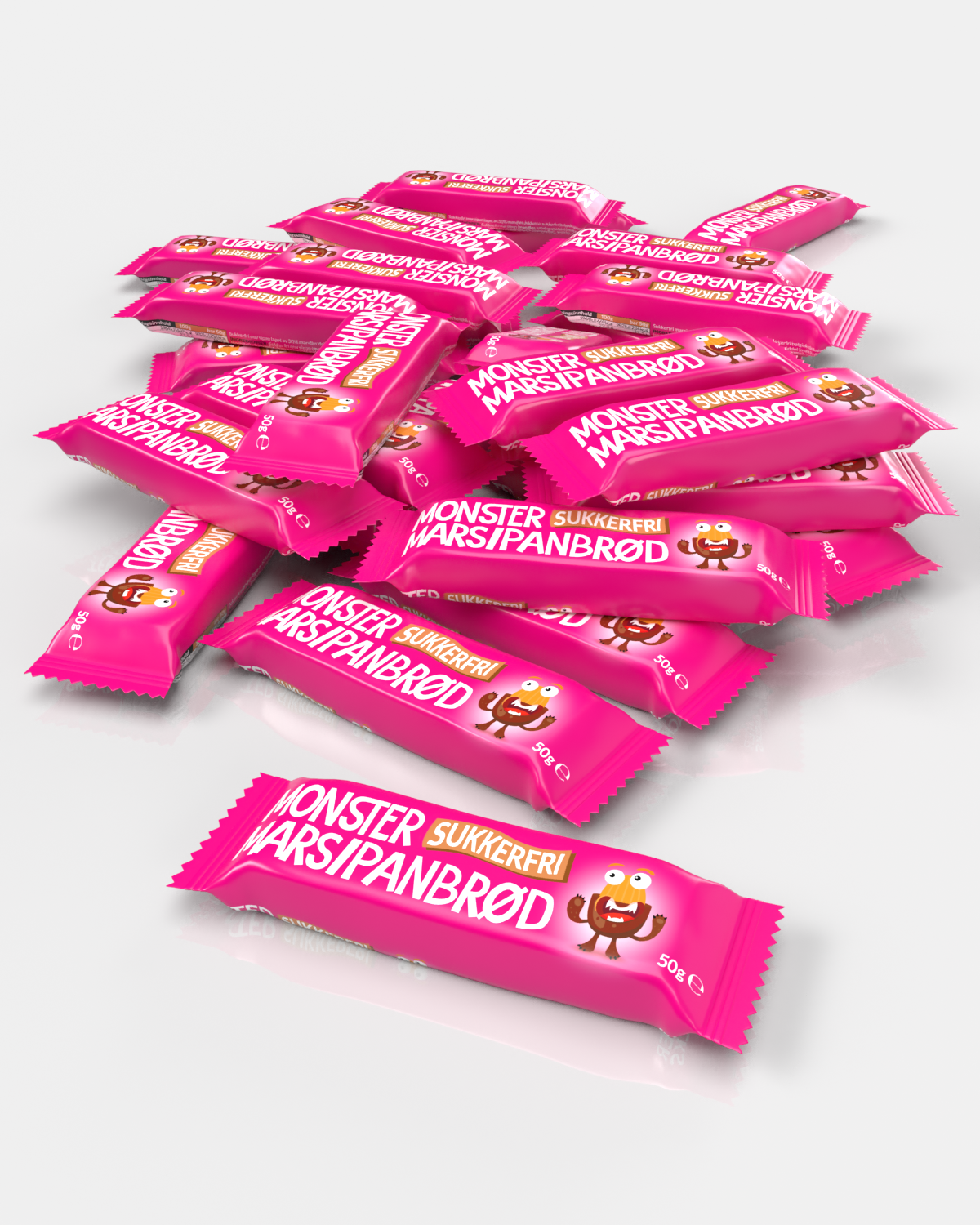Monster Marsipanbrød - uten tilsatt sukker 48x50g - sjokolade