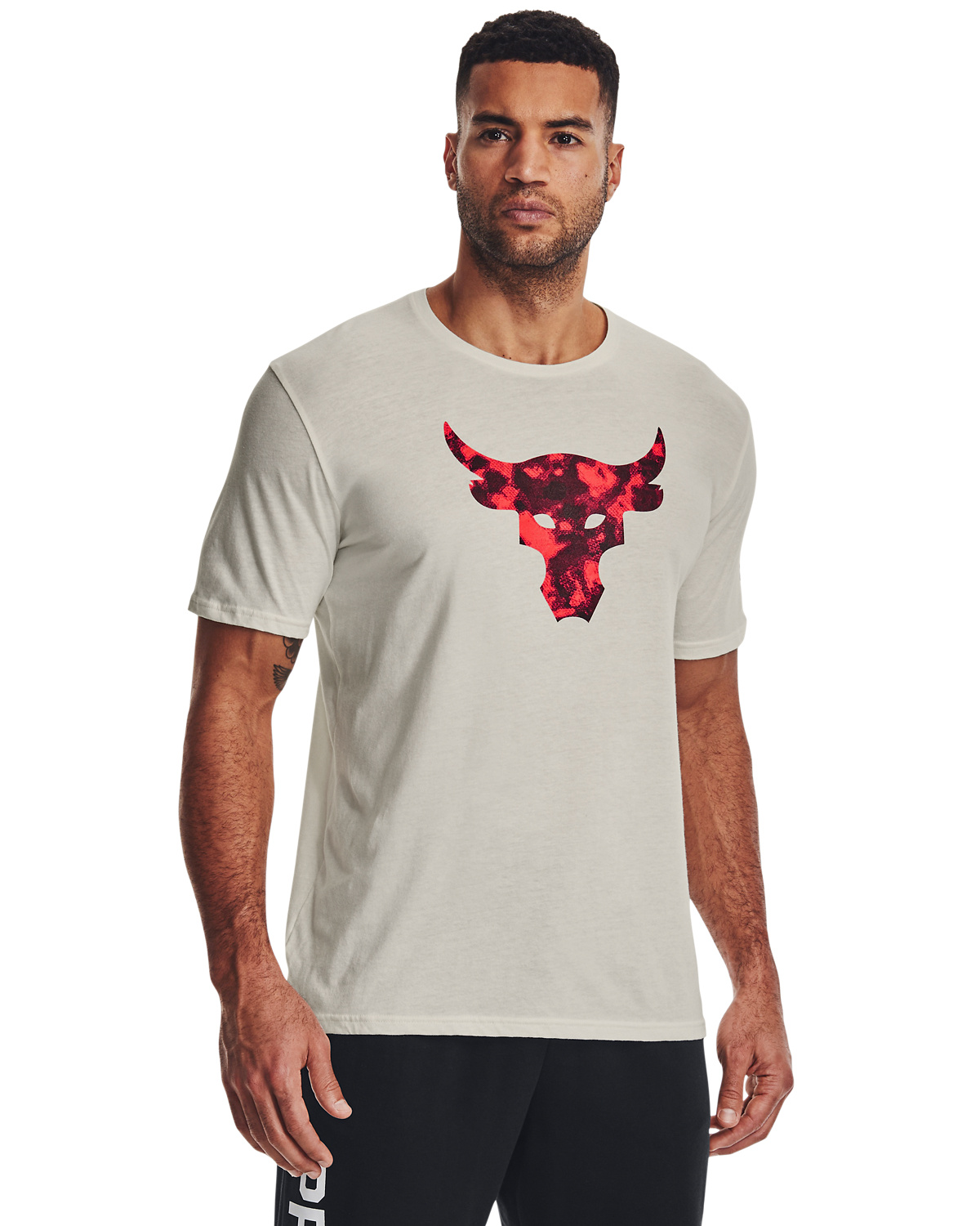 Under Armour Project Rock Brahma Bull Short Sleeve Ivory / Black - S - skjorte