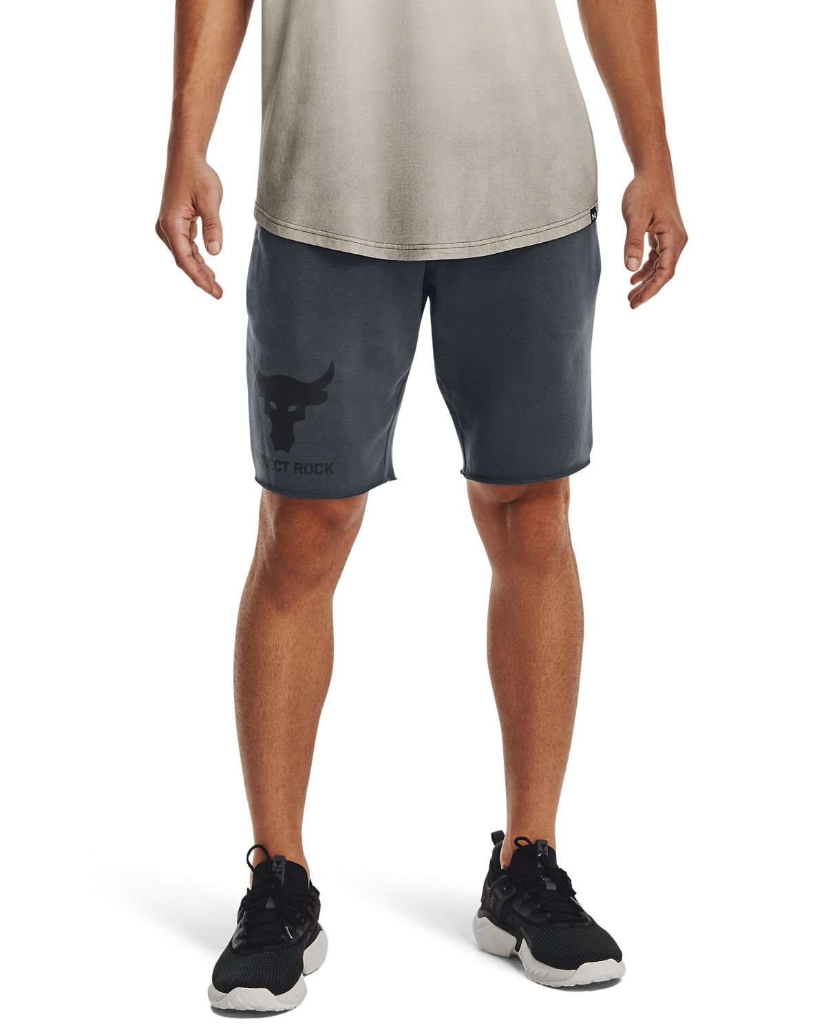 Under Armour Project Rock Terry Brahma Bull Shorts Gray / Black - L - raw