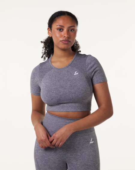 Seamless Crop Tee Grey Shark Marl