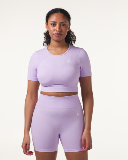 Seamless Crop Tee Lilac Pastel Marl