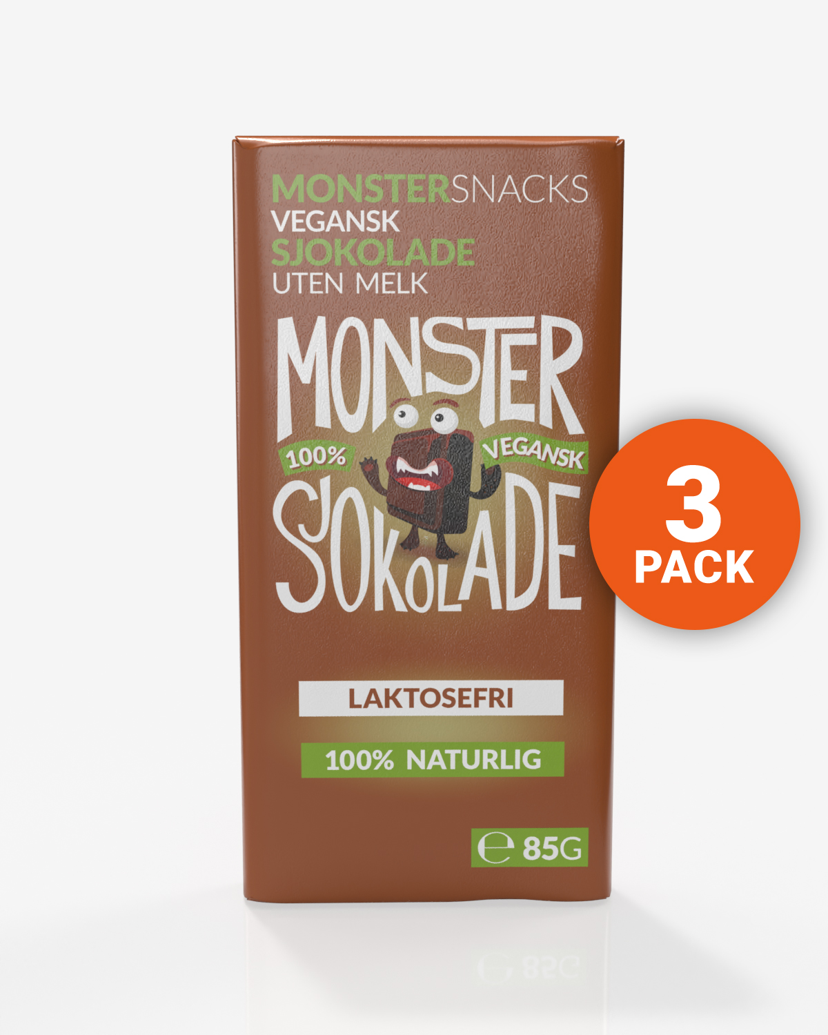 Monster Belgisk Vegansk Laktosefri Sjokolade 3x85g