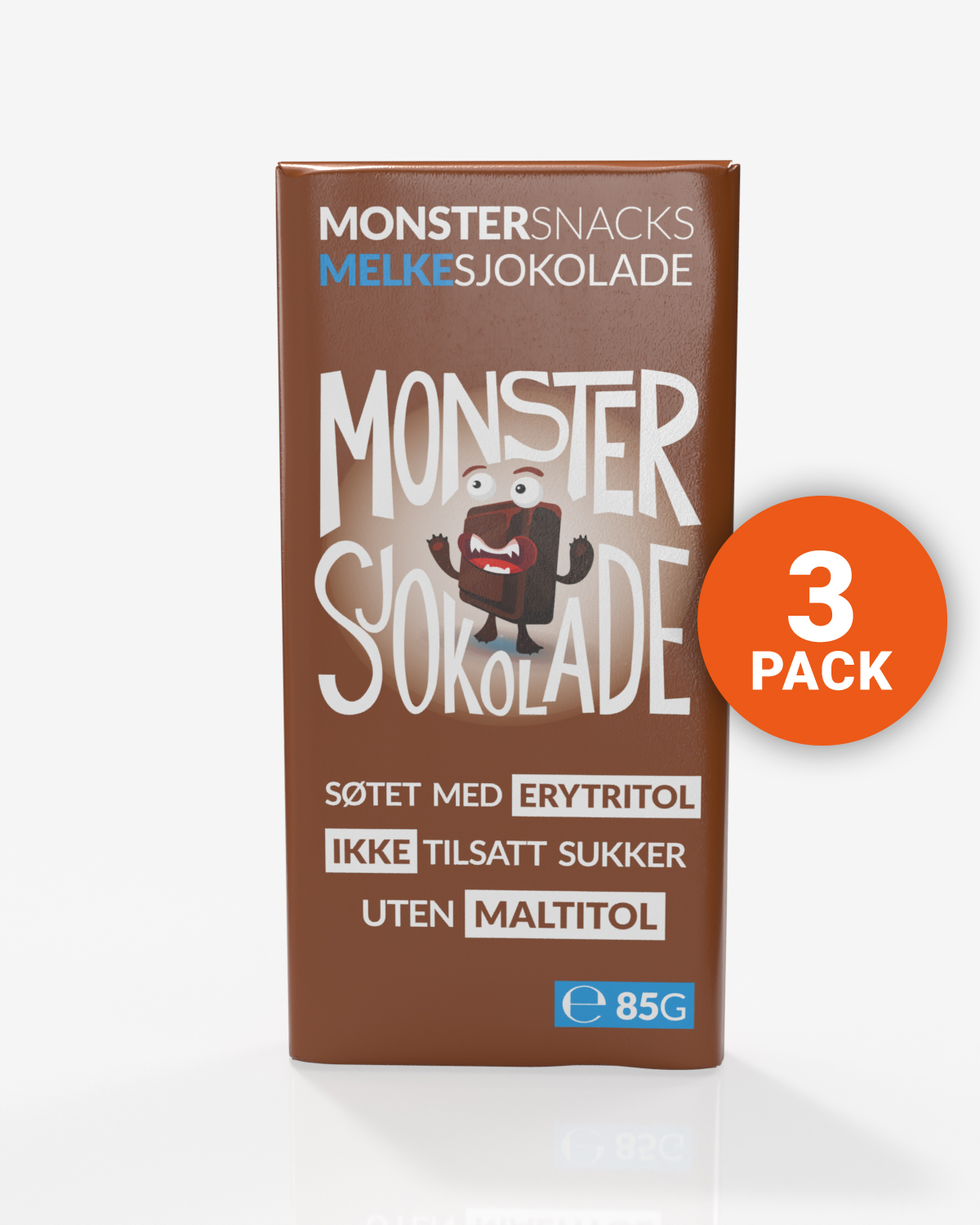 Monster Lavkarbo Belgisk Melkesjokolade 3x85g