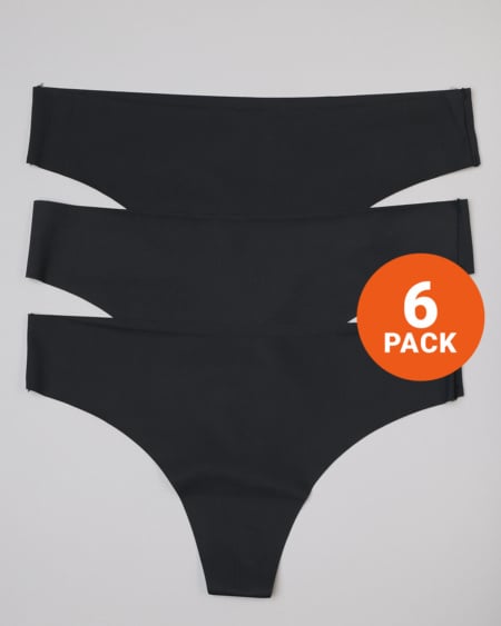 Invisible Thong Black 6-PACK