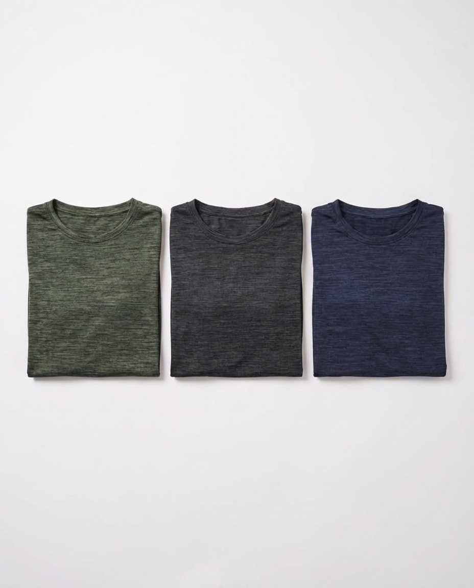3-pack Essential Marl Long Sleeve Grey/Green/Blue