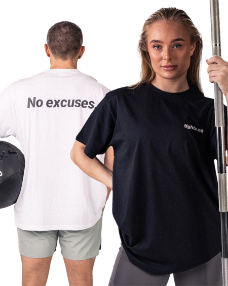 Tights.no No Excuses T-shirt Unisex White + Black 2-PACK