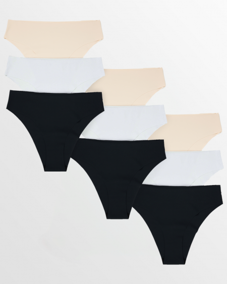 Invisible Brief Black/White/Sand 9-PACK