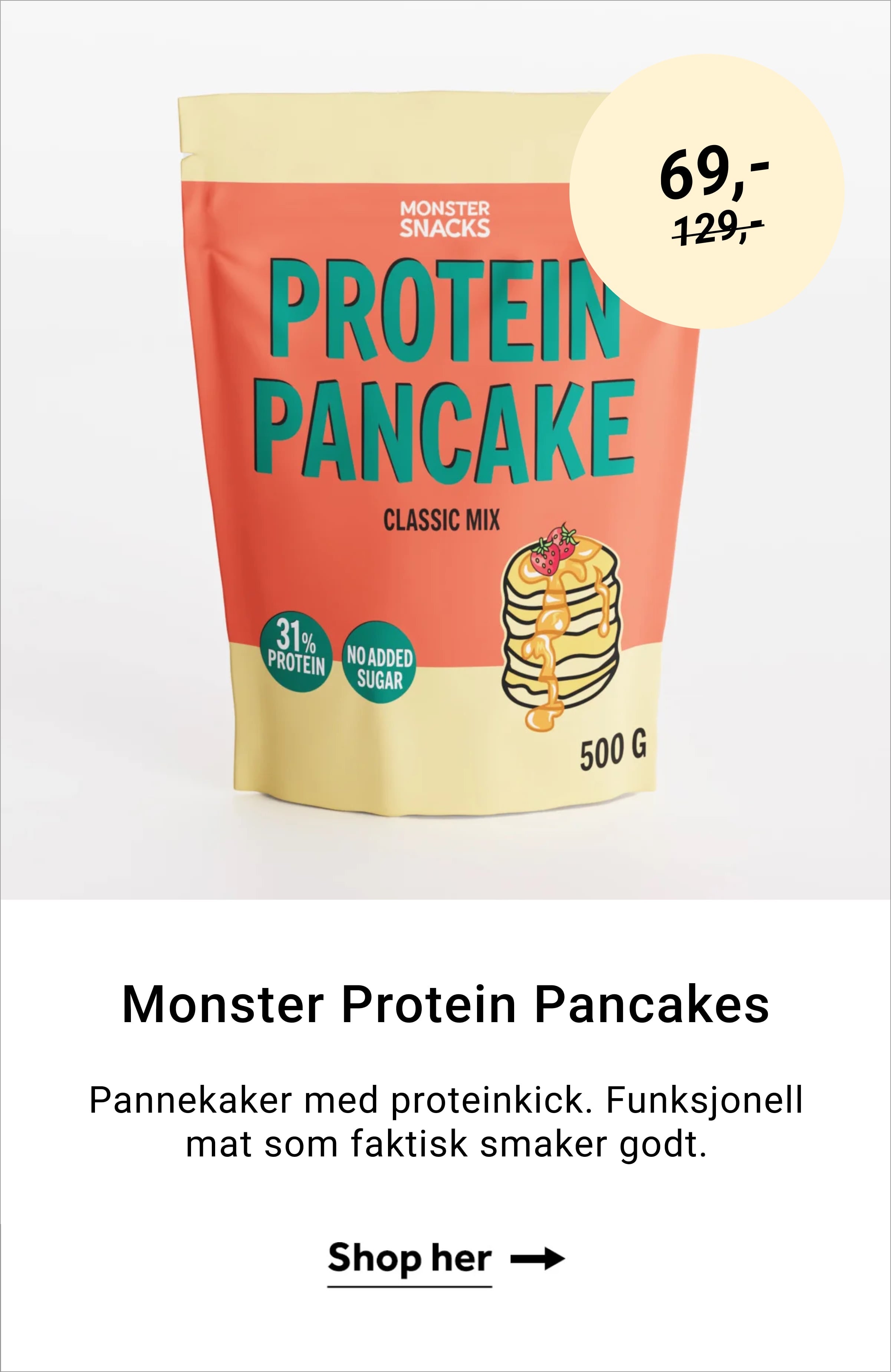 Monster Protein Pancakes Pannekaker med proteinkick. Funksjonell mat som faktisk smaker godt.